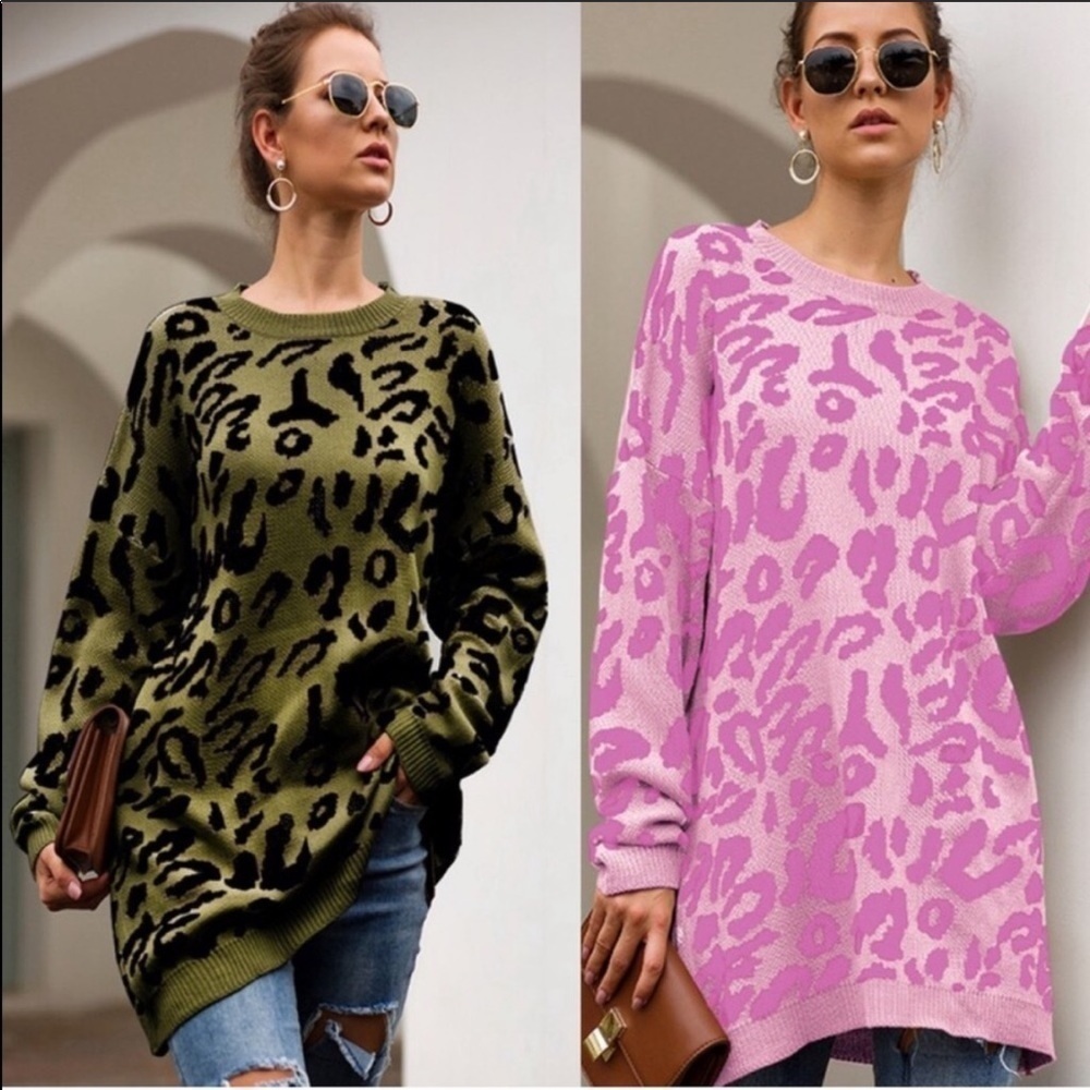 OLIVE LEOPARD PRINT SWEATER *BEST SELLER!!